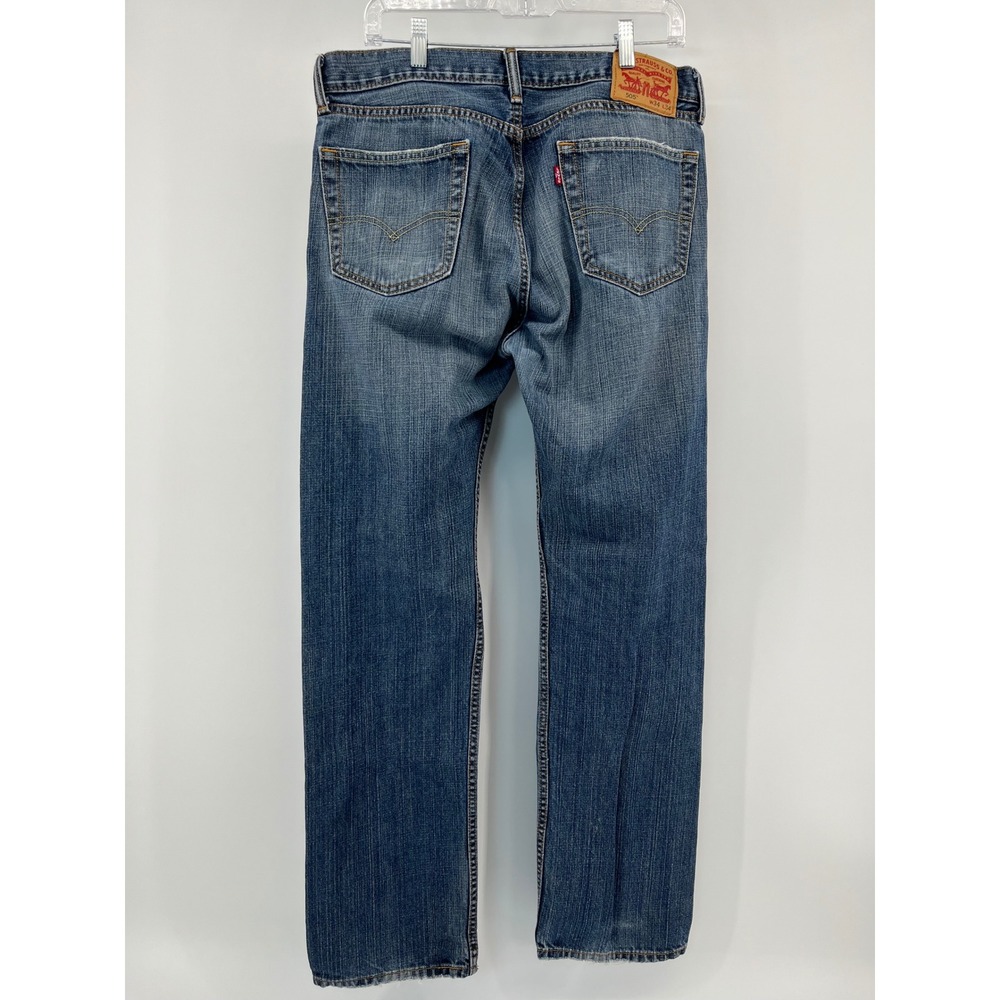 Levi's 505 Regular Fit Jeans Mens W34 L34 Blue Medium Wash Straight Leg Denim - Picture 4 of 9